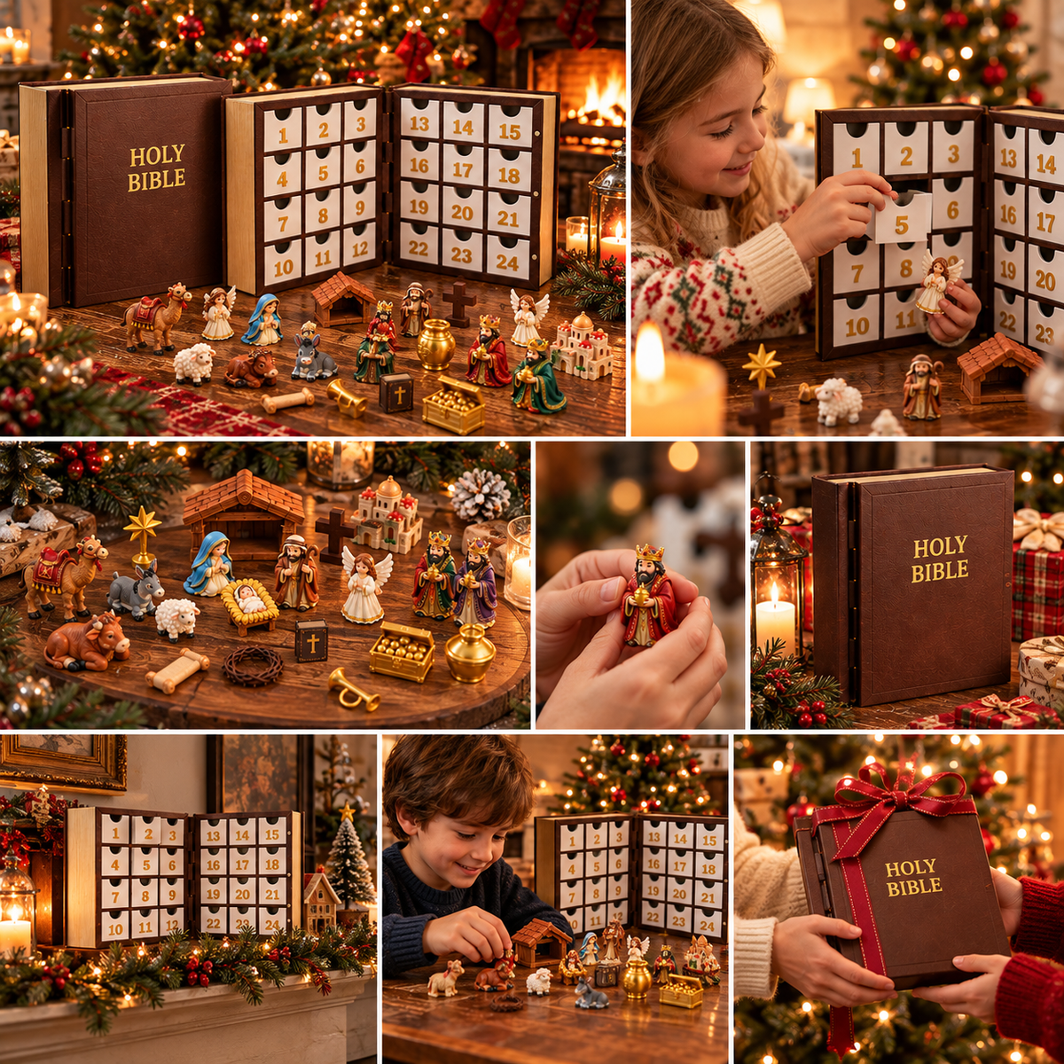 Holy Bible Nativity Advent Calendar – 24-Day Christmas Countdown & Miniature Display Set