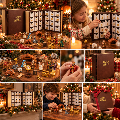 Holy Bible Nativity Advent Calendar – 24-Day Christmas Countdown & Miniature Display Set