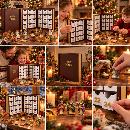 Holy Bible Nativity Advent Calendar – 24-Day Christmas Countdown & Miniature Display Set
