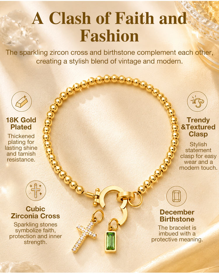 18K Gold Plated Beaded Stretch with Charm