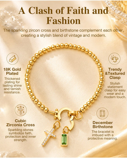 18K Gold Plated Beaded Stretch with Charm