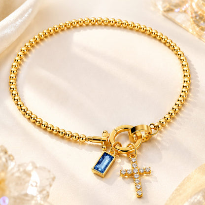 18K Gold Plated Beaded Stretch with Charm