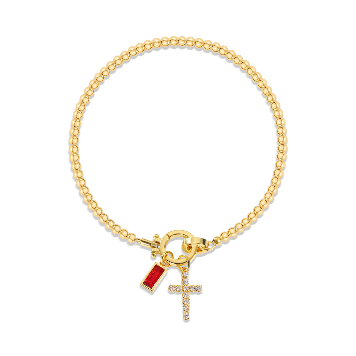 18K Gold Plated Beaded Stretch with Charm