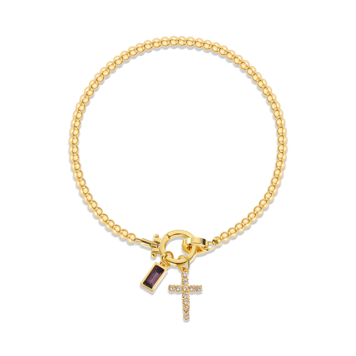 18K Gold Plated Beaded Stretch with Charm