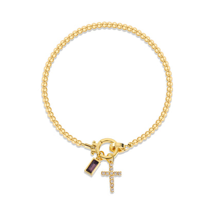 18K Gold Plated Beaded Stretch with Charm