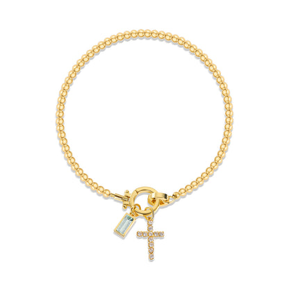 18K Gold Plated Beaded Stretch with Charm