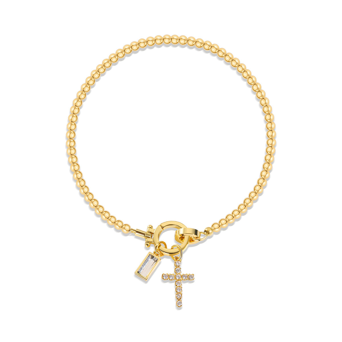 18K Gold Plated Beaded Stretch with Charm
