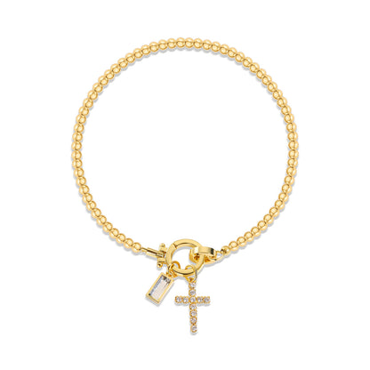 18K Gold Plated Beaded Stretch with Charm