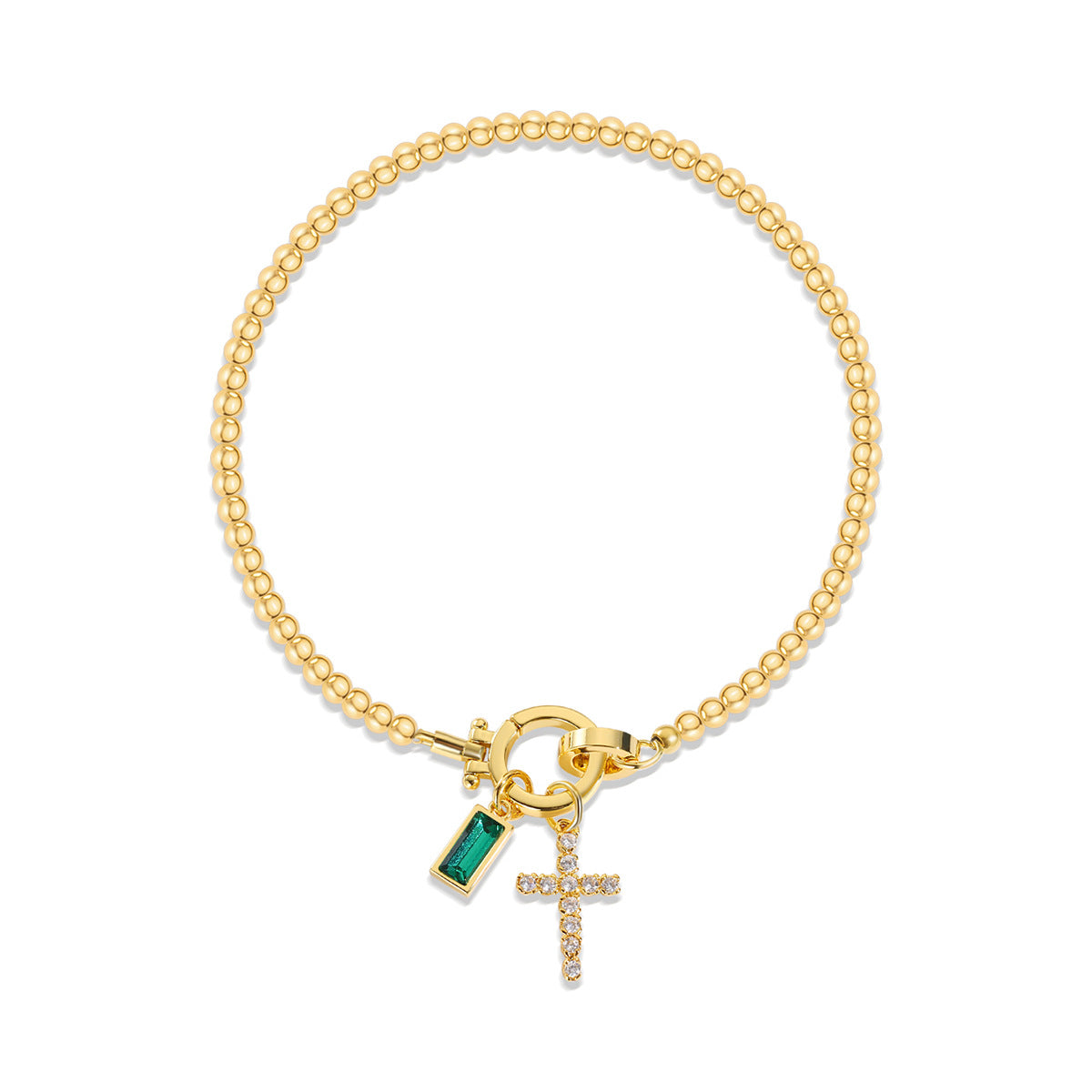 18K Gold Plated Beaded Stretch with Charm