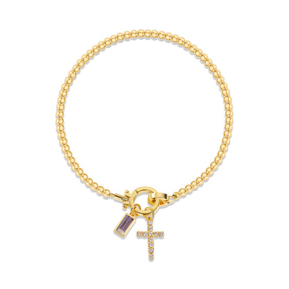 18K Gold Plated Beaded Stretch with Charm