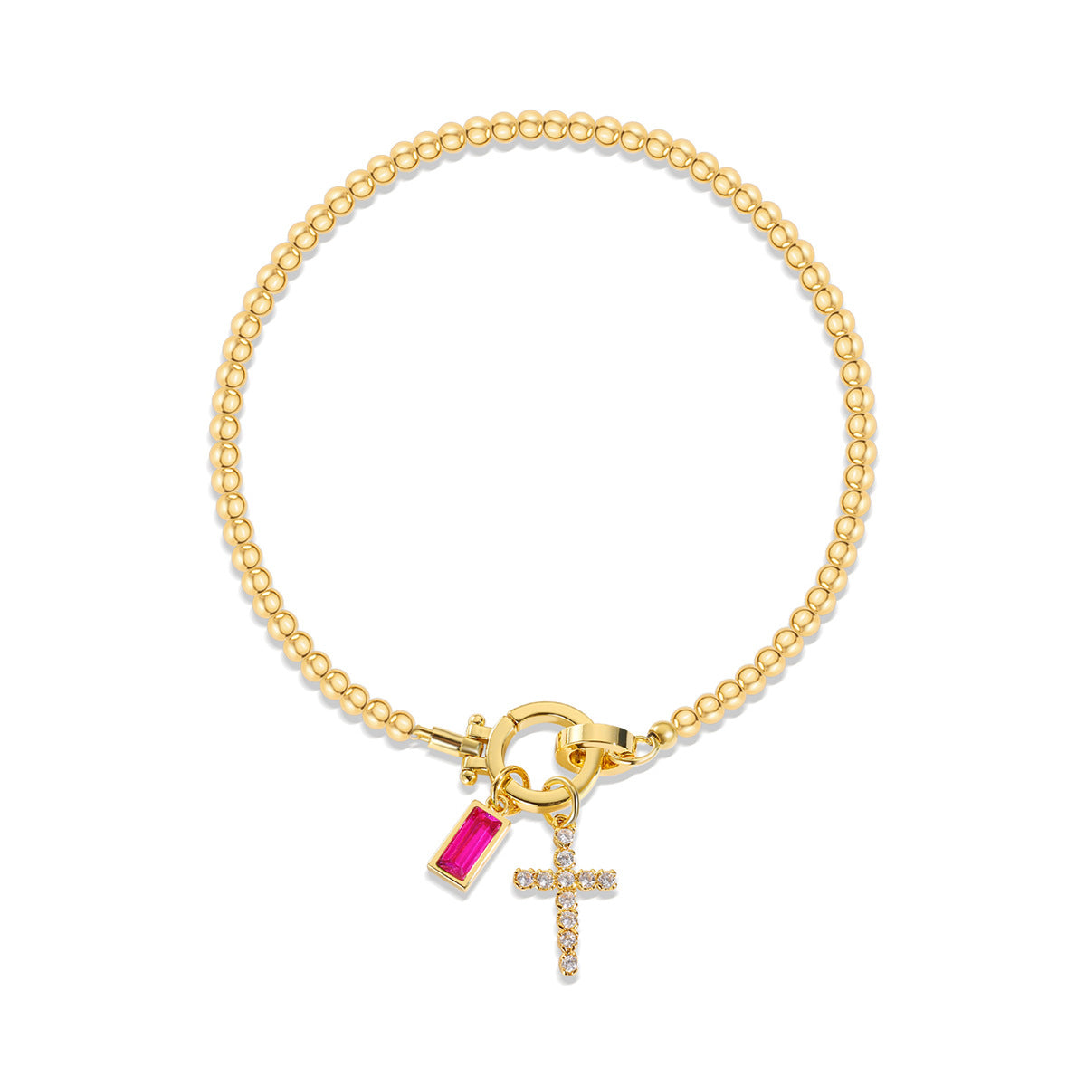 18K Gold Plated Beaded Stretch with Charm
