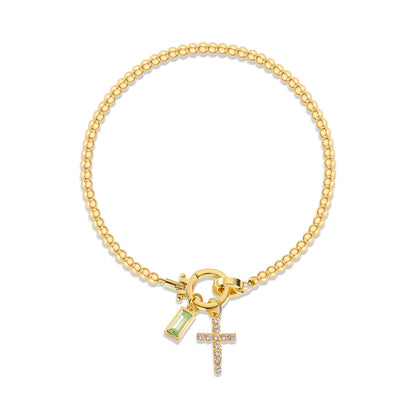 18K Gold Plated Beaded Stretch with Charm