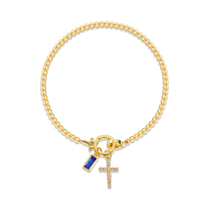 18K Gold Plated Beaded Stretch with Charm