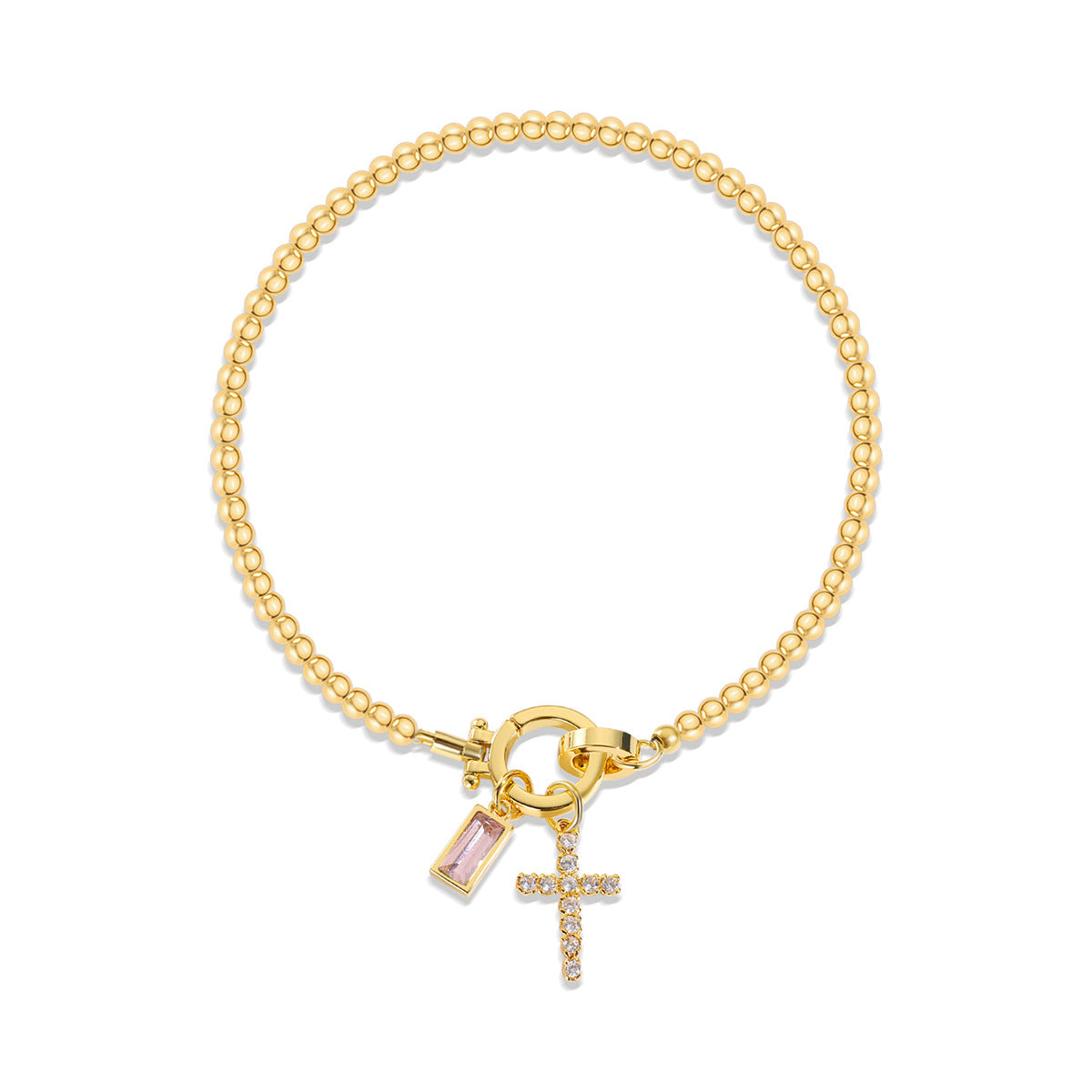18K Gold Plated Beaded Stretch with Charm