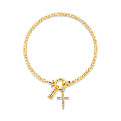 18K Gold Plated Beaded Stretch with Charm