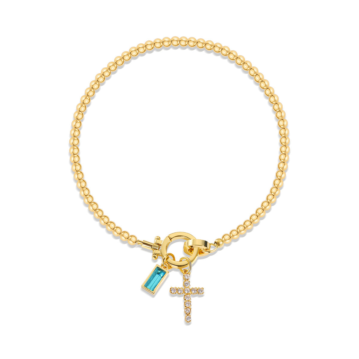 18K Gold Plated Beaded Stretch with Charm