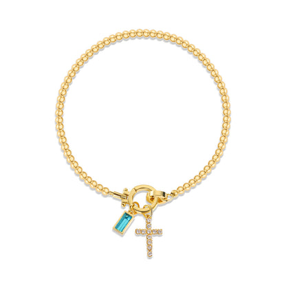 18K Gold Plated Beaded Stretch with Charm