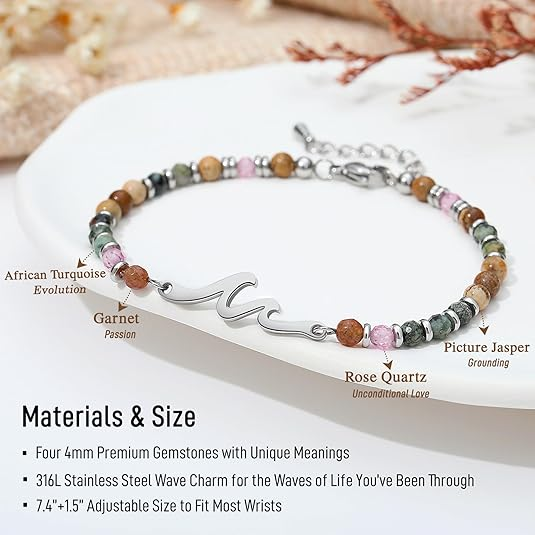 Dainty Gemstone Wave Bracelet