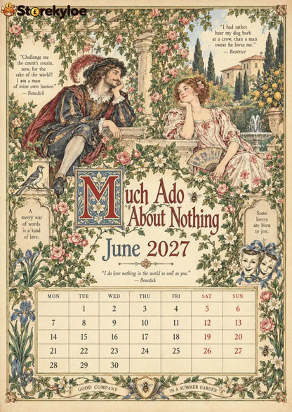 A Shakespearean Year 2027 – 12 Plays Through the Seasons | Vintage Illustrated Wall Calendar