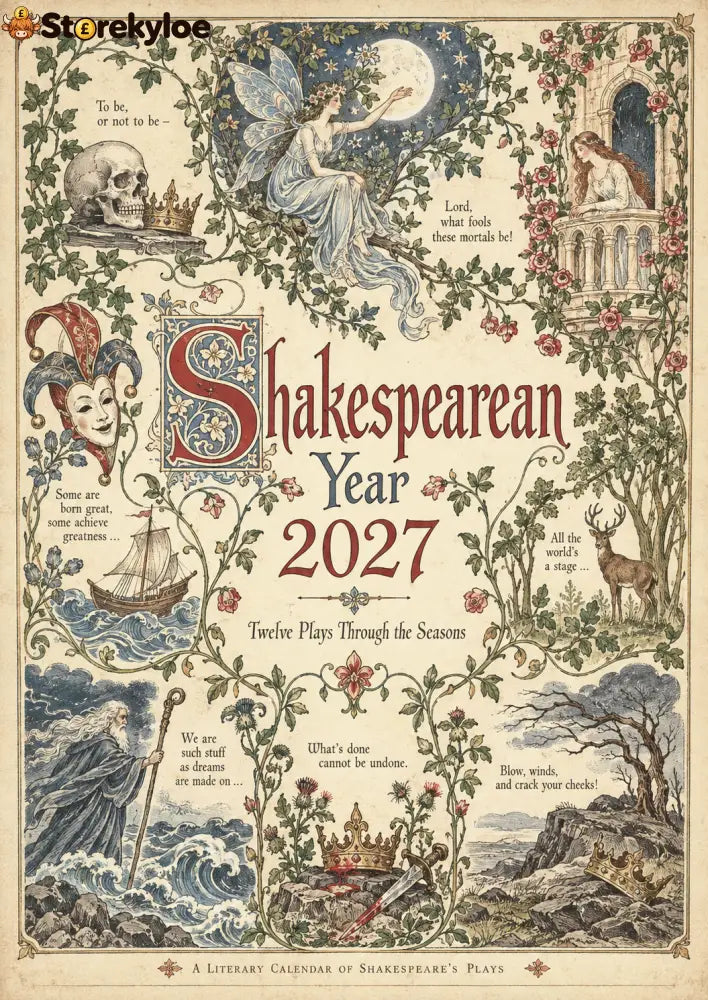 A Shakespearean Year 2027 – 12 Plays Through the Seasons | Vintage Illustrated Wall Calendar