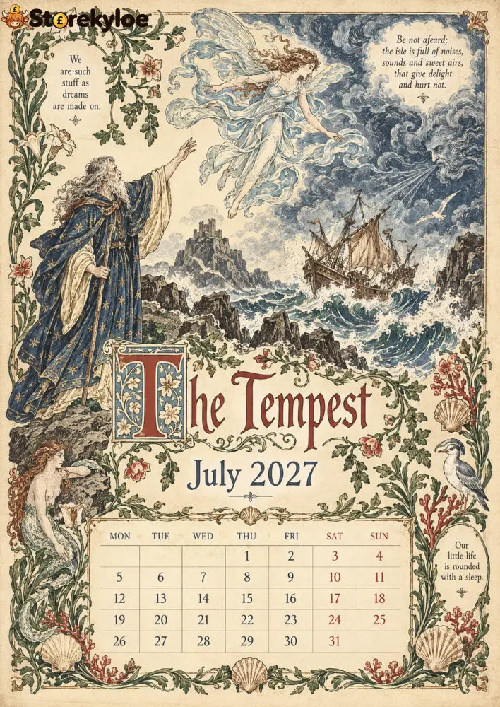 A Shakespearean Year 2027 – 12 Plays Through the Seasons | Vintage Illustrated Wall Calendar