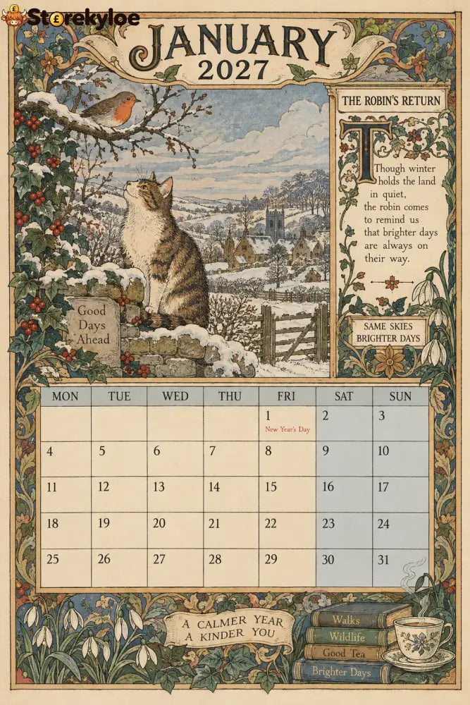 A Year in Britain 2027 – Vintage Storybook Wall Calendar