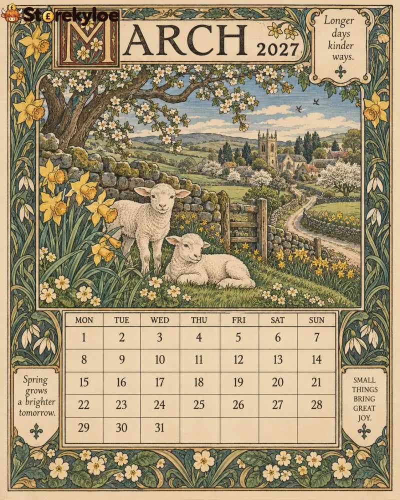 A Year in Britain 2027 – Vintage Storybook Wall Calendar