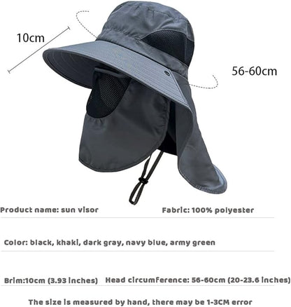 🌞Spring/Summer Fisherman's Hat Detachable Outdoor Sun-Protective Face Covering🏕️ (Adjustable & Lightweight Comfort & Unisex Fit)