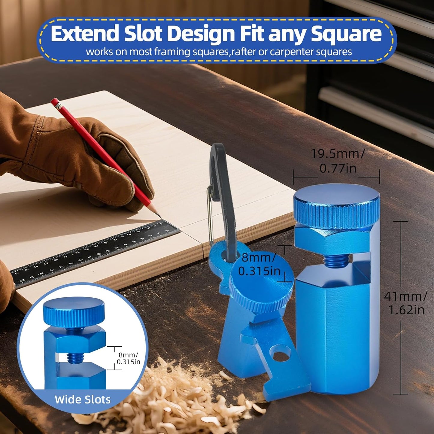 🛠️Tall Stair Gauges for Framing Square with Holder, for Carpentry Squares, Framing Jig Circular Saw