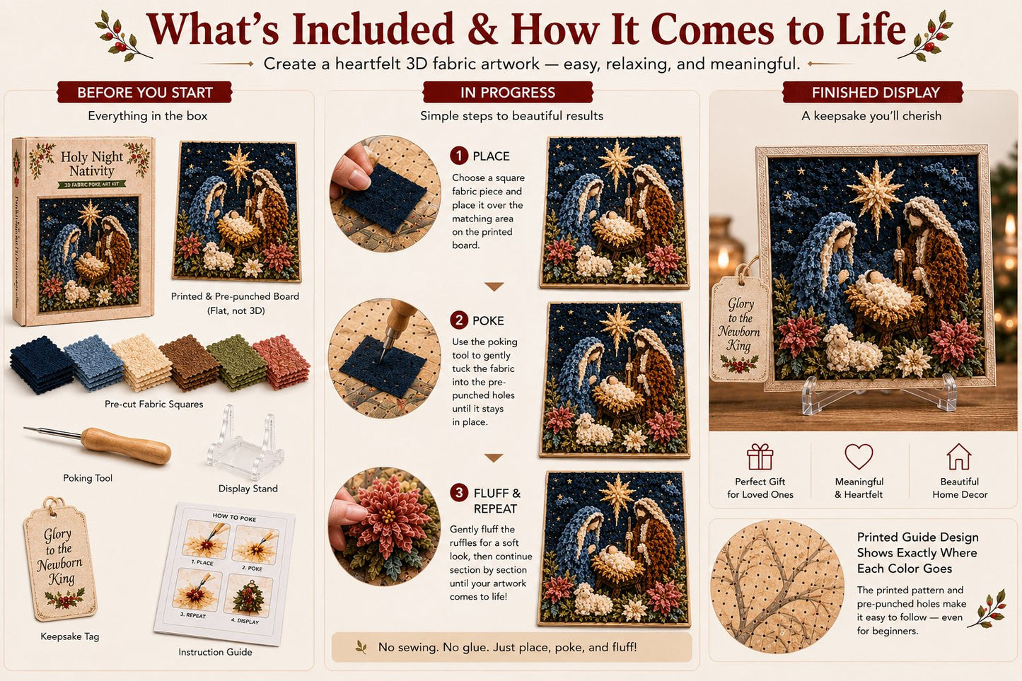 🔥 LAST DAY 49% OFF – ✝️🧵 Premium 3D Christian Fabric Poke Art Kit | No-Sew Faith Craft with Pre-Punched Board, Fabric Squares & Display Stand 🕊️✨