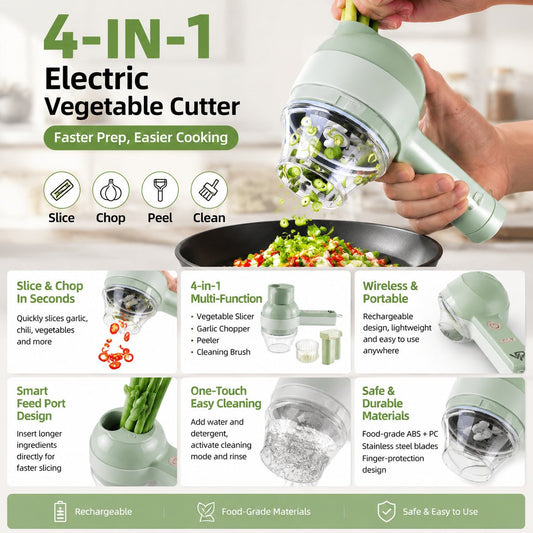 🔥Last Day 50% OFF🔪🥕 4-in-1 Electric Vegetable Cutter- Wireless Food Processor for Garlic Pepper Chili Onion Celery Ginger Meat