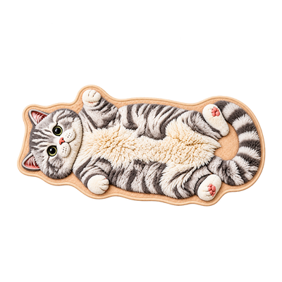 Chubby Tabby Cat Shaped Rug