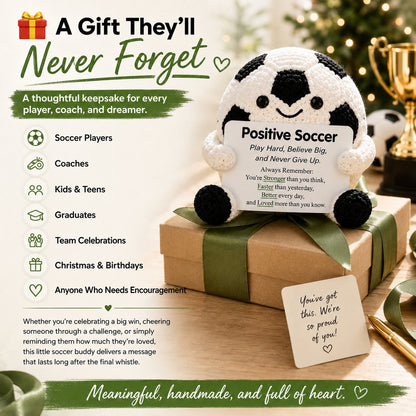⚽ Positive Soccer Buddy – Handmade Crochet Encouragement Gift 💚