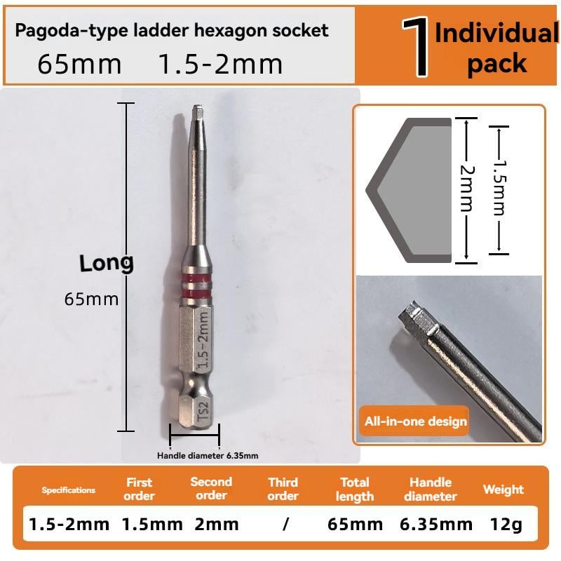 🔧 All-in-One Pagoda Hex Screwdriver Bit Set (6PCS)