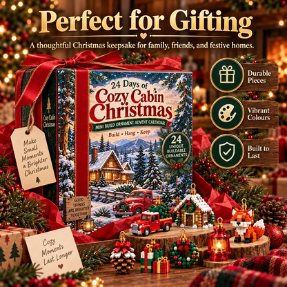 🎄 24 Days of Cozy Cabin Christmas – Mini Toy Ornament Advent Calendar