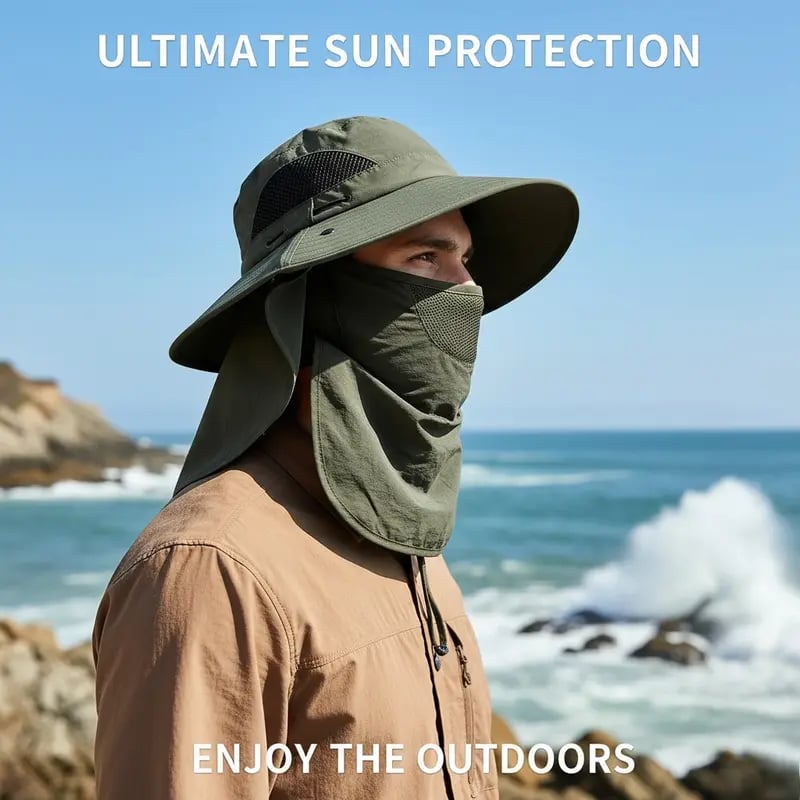 🌞Spring/Summer Fisherman's Hat Detachable Outdoor Sun-Protective Face Covering🏕️ (Adjustable & Lightweight Comfort & Unisex Fit)