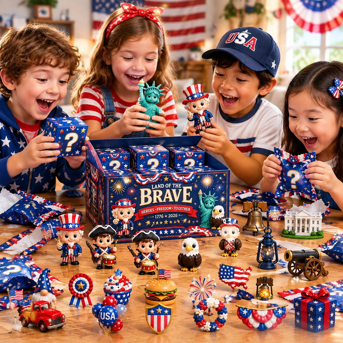 250th Anniversary Advent Calendar: Gift Box with 24 Patriotic-Themed Hanging Ornaments