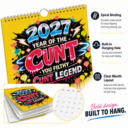 💥Early Bird Sale — 48% OFF🎁2027 Year of the Cunt Wall Calendar – Bold Graffiti Humor Calendar📆🌟