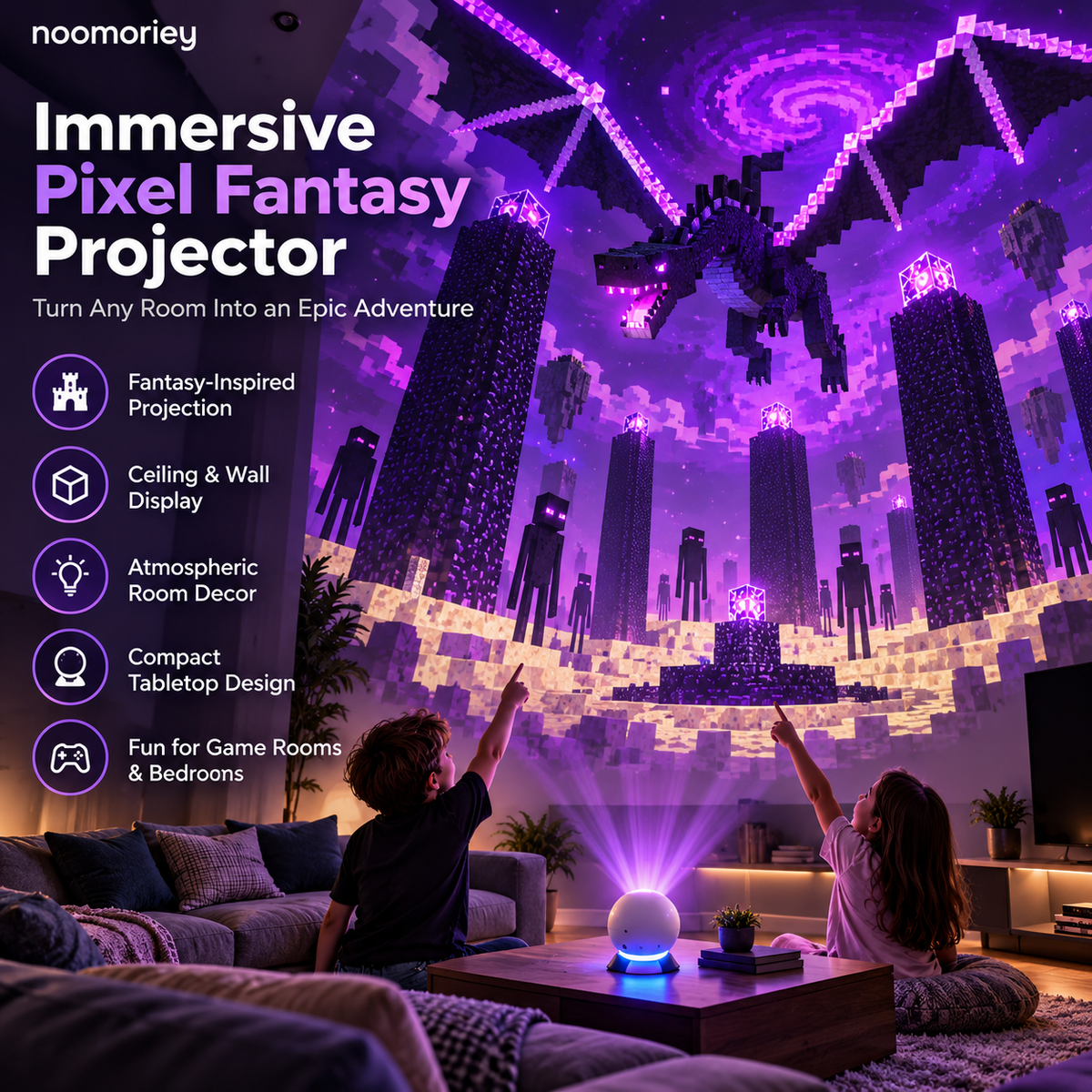 🎮 Pixel Fantasy Scene Projector – Ambient Decor for Gaming Rooms！！！