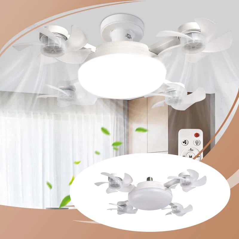 2026 New E27 Socket Ceiling Fan Light - 2-in-1 Silent LED Fan with Remote Control, Energy-Saving Cooling & Lighting Combo for Home Bedroom Kitchen