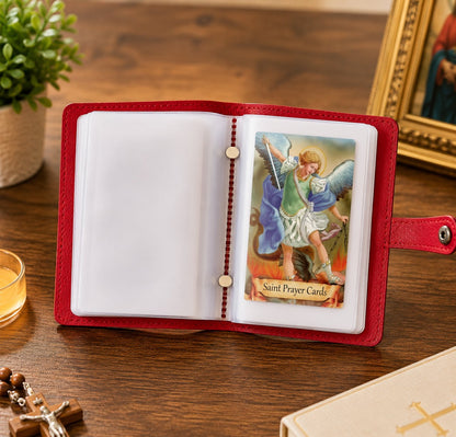 🙏 Genuine Leather Holy Card Holder – Compact Catholic Prayer Card Wallet for Church & Daily Prayer✝️