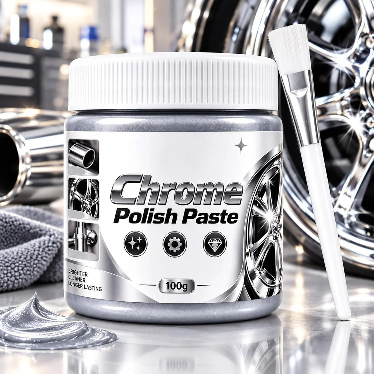 🔥Buy More Save More🔥Metal Chrome Polish & Restorer Paste with Brush