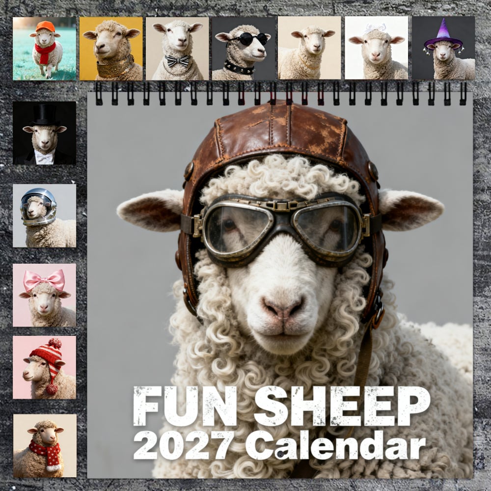 🐑 2027 Fun Sheep Calendar – 12 Months of Playful Sheep Portraits & Cheerful Farmyard Moments