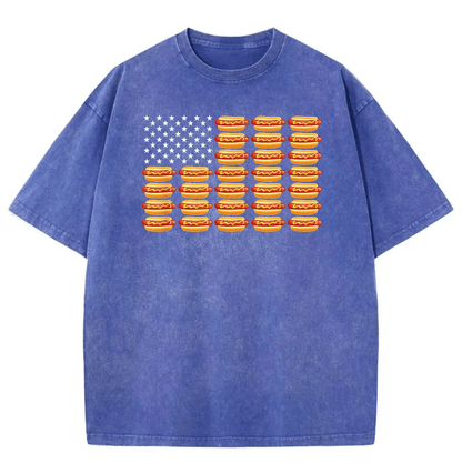 Hot Dog American Flag July 4th Patriotic Summer BBQ Funny T-Shirt