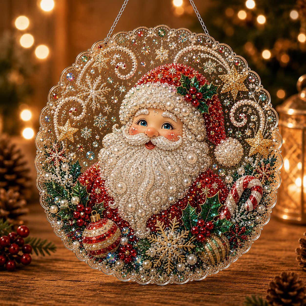 🎄 Premium Christmas Pearl Diamond Art Ornament Kit | DIY Holiday Hanging Decor