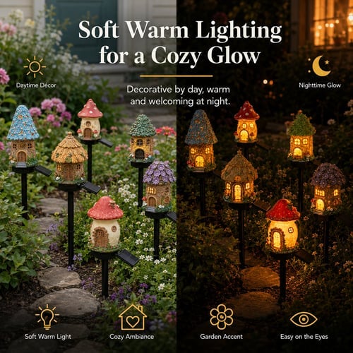 🍄✨ Turn Your Backyard Into An Enchanted Fairy Forest! Solar Mushroom Cottage Garden Light