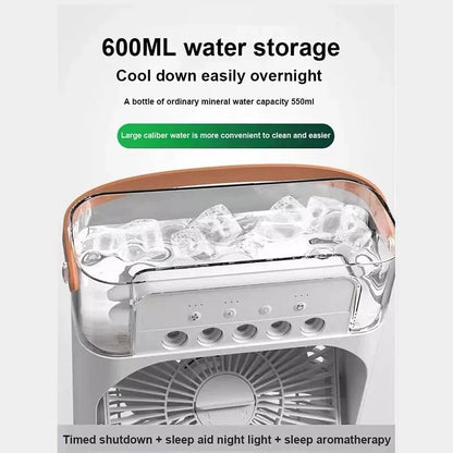 Portable Misting Desk Fan – USB Rechargeable Air Cooler with 3 Speeds & Humidifier