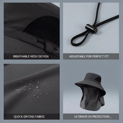 🌞Spring/Summer Fisherman's Hat Detachable Outdoor Sun-Protective Face Covering🏕️ (Adjustable & Lightweight Comfort & Unisex Fit)