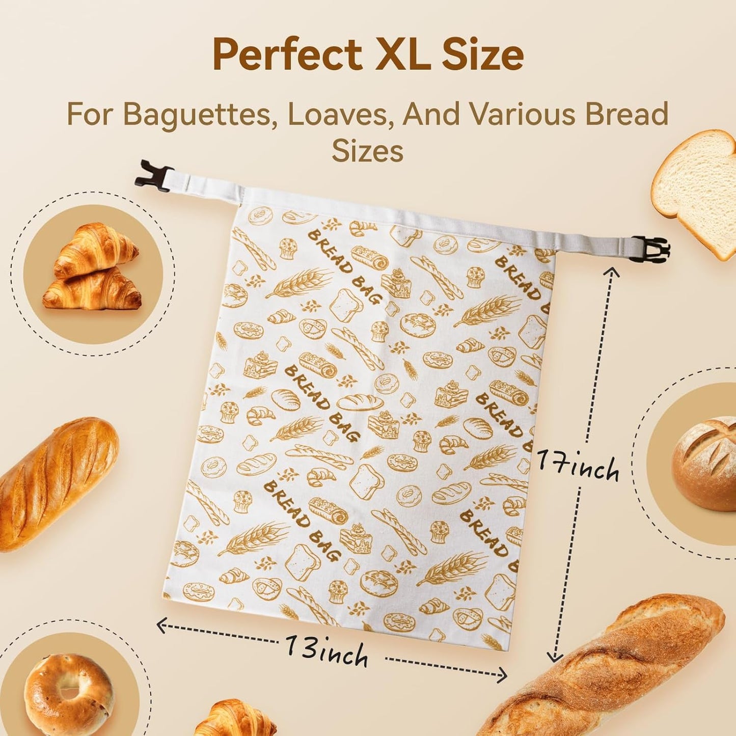 🏆#1 Bestselling - 🍞Reusable Organic Beeswax Natural Cotton Sourdough Bag, Homesteading Essentials Sourdough Bags with Sealing Zip to Keep Fresh