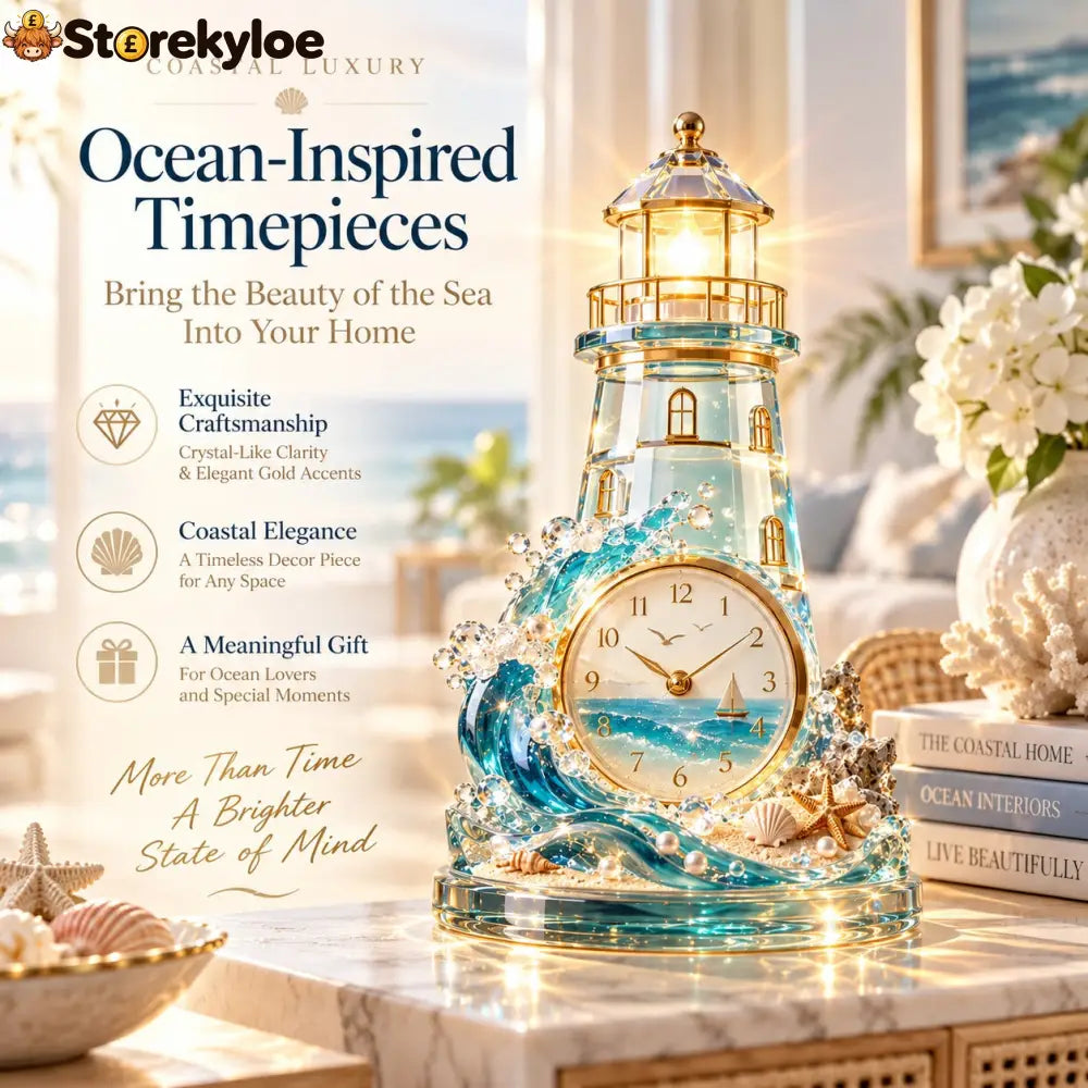 🌊 Coastal Glow Crystal Clock Collection, Bring the Beauty of the Sea Home ✨ - Lighthouse